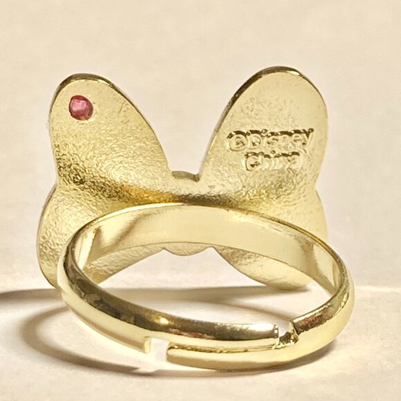 Vintage Disney Minnie Mouse Bow Ring Size 7 8 Red Dots Signed Adjustable Enamel - Picture 7 of 13
